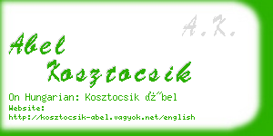 abel kosztocsik business card